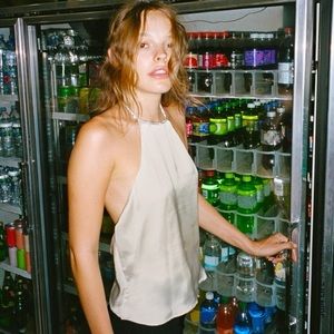 ZARA JEWEL SATIN EFFECT TOP